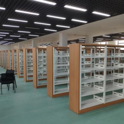 广州书架厂家直供学校学生阅览室书籍室钢木书柜图书馆钢制书架